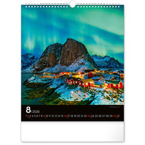 Fotografie k reklamnímu předmětu „NOTIQUE Nástěnný kalendář Polární záře 2026, 30 x 34 cm“