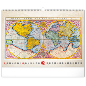 Fotografie k reklamnímu předmětu „NOTIQUE Nástěnný kalendář Staré mapy 2026, 48 x 33 cm“