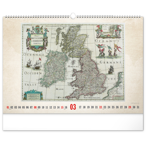 Fotografie k reklamnímu předmětu „NOTIQUE Nástěnný kalendář Staré mapy 2026, 48 x 33 cm“