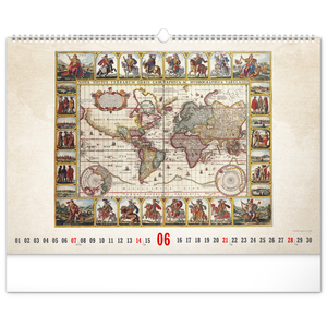 Fotografie k reklamnímu předmětu „NOTIQUE Nástěnný kalendář Staré mapy 2026, 48 x 33 cm“
