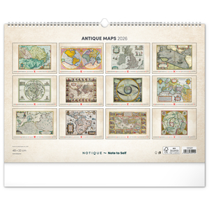 Fotografie k reklamnímu předmětu „NOTIQUE Nástěnný kalendář Staré mapy 2026, 48 x 33 cm“