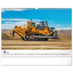 Fotografie k reklamnímu předmětu „NOTIQUE Nástěnný kalendář Stavební stroje 2026, 48 x 33 cm“
