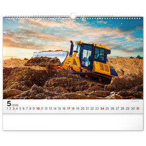 Fotografie k reklamnímu předmětu „NOTIQUE Nástěnný kalendář Stavební stroje 2026, 48 x 33 cm“