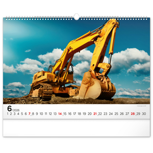 Fotografie k reklamnímu předmětu „NOTIQUE Nástěnný kalendář Stavební stroje 2026, 48 x 33 cm“