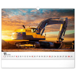 Fotografie k reklamnímu předmětu „NOTIQUE Nástěnný kalendář Stavební stroje 2026, 48 x 33 cm“