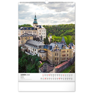 Fotografie k reklamnímu předmětu „NOTIQUE Nástěnný kalendář Hrady a zámky 2026, 33 x 46 cm“