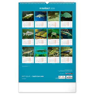 Fotografie k reklamnímu předmětu „NOTIQUE Nástěnný kalendář Rybářský 2026, 33 x 46 cm“