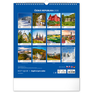 Fotografie k reklamnímu předmětu „NOTIQUE Nástěnný kalendář Česká republika 2026, 30 x 34 cm“