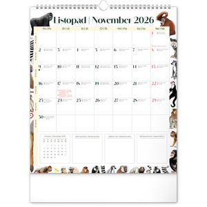 Fotografie k reklamnímu předmětu „NOTIQUE Nástěnný plánovací kalendář Animalium 2026, 30 x 34 cm“