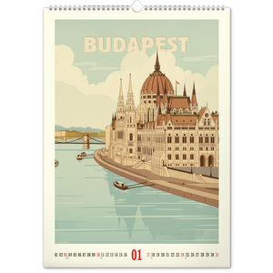 Fotografie k reklamnímu předmětu „NOTIQUE Nástěnný kalendář Vintage plakáty – světová města 2027, 33 x 46 cm“