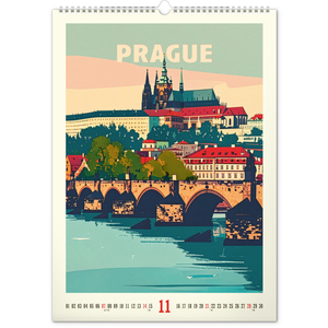 Fotografie k reklamnímu předmětu „NOTIQUE Nástěnný kalendář Vintage plakáty – světová města 2027, 33 x 46 cm“
