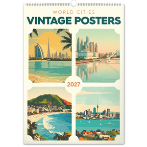 Fotografie reklamního předmětu „NOTIQUE Nástěnný kalendář Vintage plakáty – světová města 2027, 33 x 46 cm“