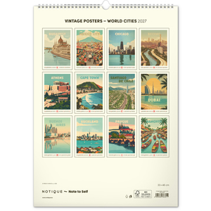 Fotografie k reklamnímu předmětu „NOTIQUE Nástěnný kalendář Vintage plakáty – světová města 2027, 33 x 46 cm“