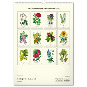 Fotografie k reklamnímu předmětu „NOTIQUE Nástěnný kalendář Vintage plakáty – herbář 2027, 33 x 46 cm“