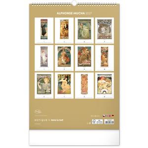 Fotografie k reklamnímu předmětu „NOTIQUE Nástěnný kalendář Alfons Mucha 2027, 33 x 46 cm“