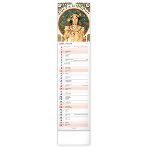 Fotografie k reklamnímu předmětu „NOTIQUE Nástěnný kalendář Alfons Mucha 2027, 12 x 48 cm“