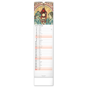 Fotografie k reklamnímu předmětu „NOTIQUE Nástěnný kalendář Alfons Mucha 2027, 12 x 48 cm“