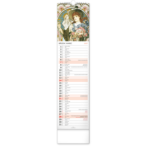 Fotografie k reklamnímu předmětu „NOTIQUE Nástěnný kalendář Alfons Mucha 2027, 12 x 48 cm“