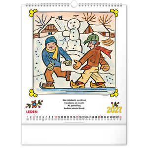 Fotografie k reklamnímu předmětu „NOTIQUE Nástěnný kalendář Josef Lada – Říkadla 2027, 30 x 34 cm“