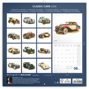 Fotografie k reklamnímu předmětu „NOTIQUE Poznámkový kalendář Classic Cars – Václav Zapadlík, 2026, 30 x 30 cm“
