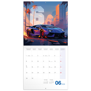 Fotografie k reklamnímu předmětu „NOTIQUE Poznámkový kalendář Fantastická auta 2026, 30 x 30 cm“