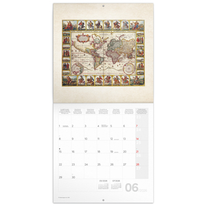 Fotografie k reklamnímu předmětu „NOTIQUE Poznámkový kalendář Staré mapy 2026, 30 x 30 cm“