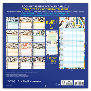 Fotografie k reklamnímu předmětu „NOTIQUE Rodinný plánovací kalendář Animalium 2026, 30 x 30 cm“