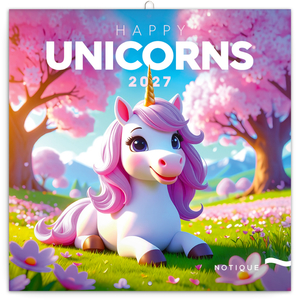 Fotografie reklamního předmětu „NOTIQUE Grid calendar Happy Unicorns 2027, 30 x 30 cm“