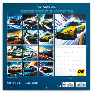 Fotografie k reklamnímu předmětu „NOTIQUE Grid calendar Fast Cars 2027, 30 x 30 cm“