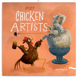 Fotografie reklamního předmětu „NOTIQUE Grid calendar Chicken Artists 2027, 30 x 30 cm“