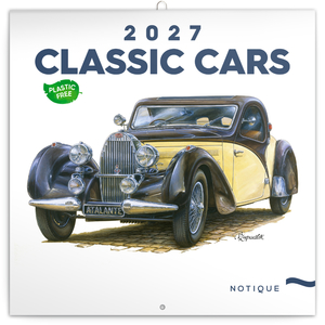 Fotografie reklamního předmětu „NOTIQUE Poznámkový kalendář Classic Cars – Václav Zapadlík 2027, PLASTIC FREE, 30 x 30 cm“