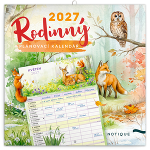 Fotografie reklamního předmětu „NOTIQUE Rodinný plánovací kalendář Zvířátka 2027, 30 x 30 cm“