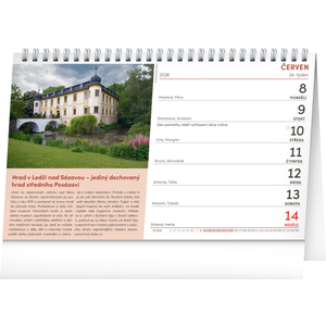 Fotografie k reklamnímu předmětu „NOTIQUE Stolní kalendář Hrady a zámky 2026, 23,1 x 14,5 cm“