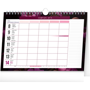 Fotografie k reklamnímu předmětu „NOTIQUE Týdenní plánovací kalendář Fialové květy 2026, 30 x 21 cm“