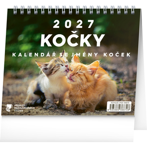 Fotografie reklamního předmětu „NOTIQUE Stolní kalendář Kočky – se jmény koček 2027, 16,5 x 13 cm“