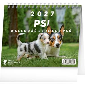 Fotografie reklamního předmětu „NOTIQUE Stolní kalendář Psi – se jmény psů 2027, 16,5 x 13 cm“