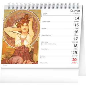 Fotografie k reklamnímu předmětu „NOTIQUE Stolní kalendář Alfons Mucha 2027, 16,5 x 13 cm“