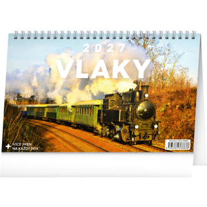 Fotografie reklamního předmětu „NOTIQUE Stolní kalendář Vlaky 2027, 23,1 x 14,5 cm“