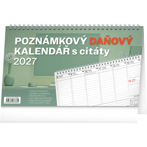 Fotografie reklamního předmětu „NOTIQUE Stolní kalendář Poznámkový daňový s citáty 2027, 25 x 14,5 cm“