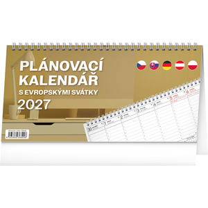 Fotografie reklamního předmětu „NOTIQUE Stolní kalendář Plánovací s evropskými svátky 2027, 25 x 12,5 cm“