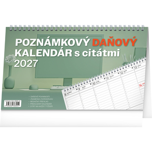 Fotografie reklamního předmětu „NOTIQUE Stolový kalendár Poznámkový daňový s citátmi 2027, 25 x 14,5 cm“