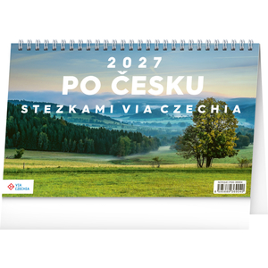 Fotografie reklamního předmětu „NOTIQUE Stolní kalendář Po Česku stezkami Via Czechia 2027, 23,1 x 14,5 cm“