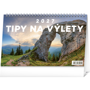 Fotografie reklamního předmětu „NOTIQUE Stolový kalendár Tipy na výlety 2027, 23,1 x 14,5 cm“