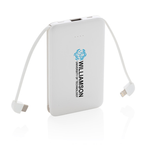 Fotografie k reklamnímu předmětu „Kapesní powerbanka 5 000 mAh s integrovaným kabelem“